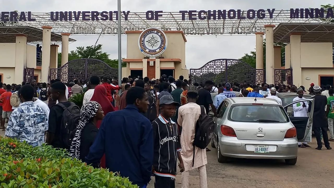 FUT Minna Students Protest Insecurity, Allegedly Lock Vice-Chancellor Out of Campus